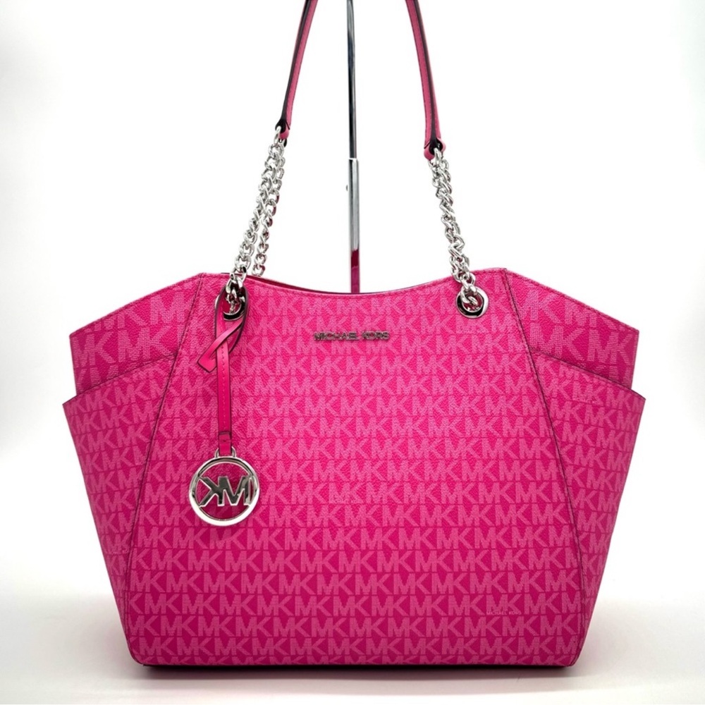 Michael Kors Large Jet Set Travel Chain Shoulder Bag Dragonfruit